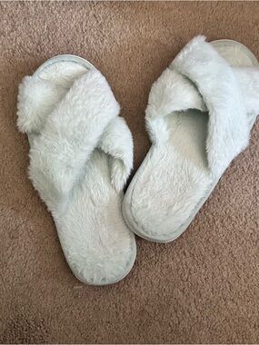 Light Teal Cross Strap Slippers